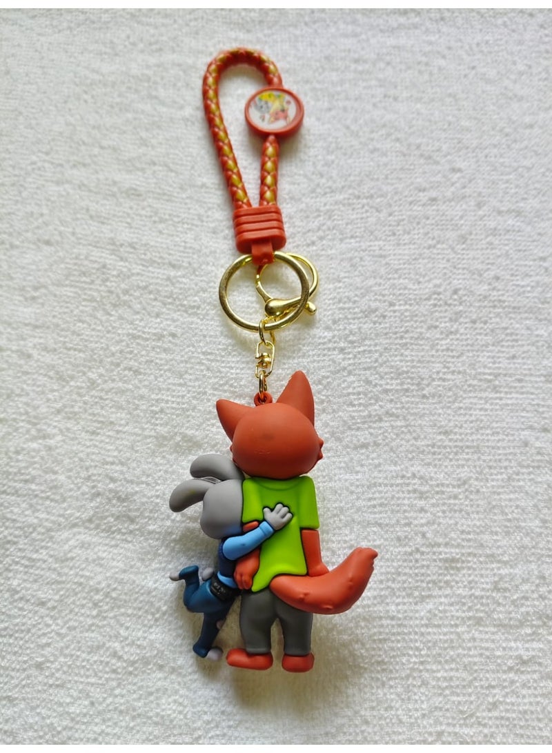 مفتاح سلسلة كرتون الثعلب والأرنب مع حزام سيليكون ناعم، شخصية لطيفة، قلادة حقيبة، حقيبة ظهر، مفاتيح هدية - Image 3